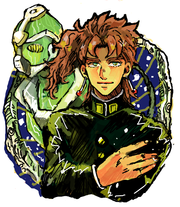 kakyoin noriaki and hierophant green (jojo no kimyou na bouken and 1 more) drawn by sahau228