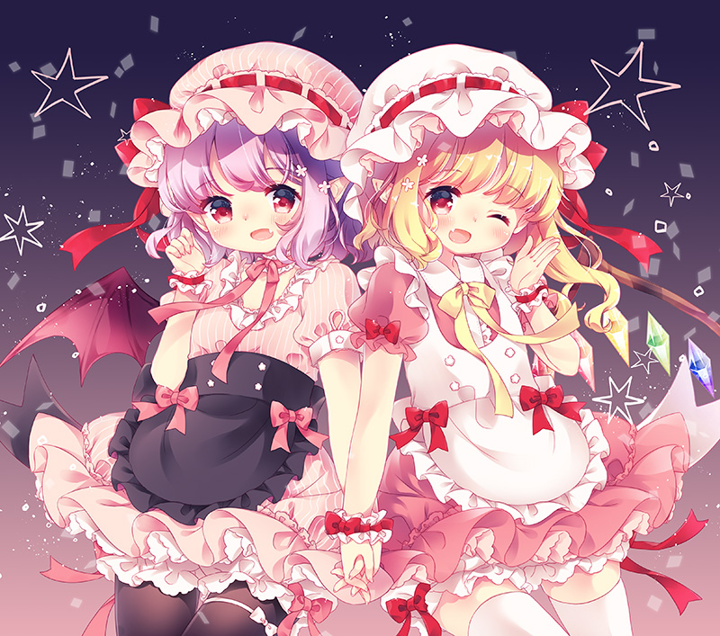remilia scarlet and flandre scarlet (touhou) drawn by aogiri_sei