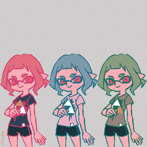 inkling player character and inkling girl (splatoon and 1 more) drawn by bellhenge
