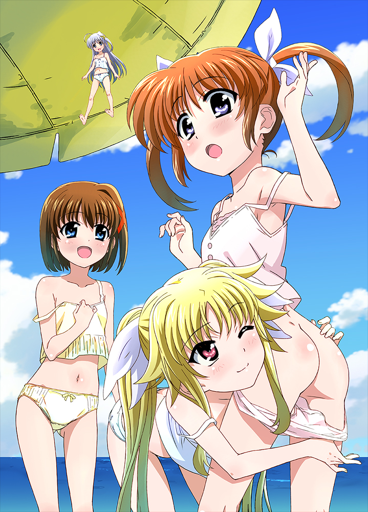 fate testarossa, takamachi nanoha, yagami hayate, and reinforce zwei (lyrical nanoha and 2 more) drawn by miyajima_hitoshi
