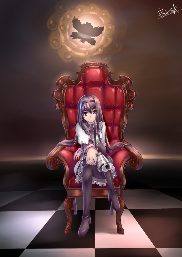 akemi homura and walpurgisnacht (mahou shoujo madoka magica) drawn by musyne_xsk