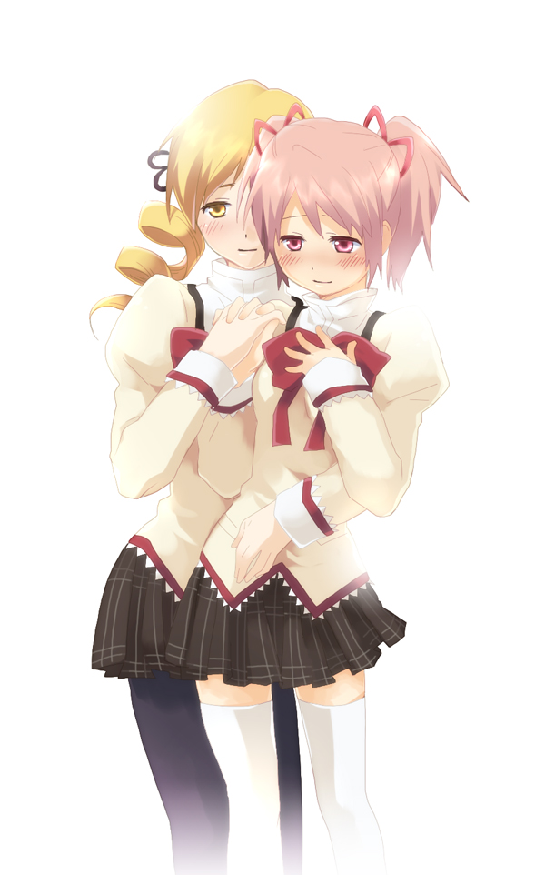 kaname madoka and tomoe mami (mahou shoujo madoka magica) drawn by ten_taros