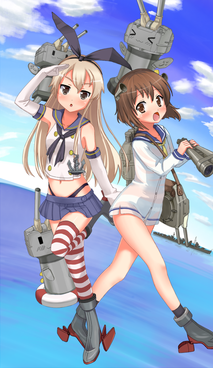 shimakaze, yukikaze, and rensouhou-chan (kantai collection) drawn by sakurano_yukke