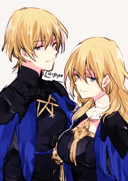 female byleth and male byleth (fire emblem and 2 more) drawn by naho_(pi988y)