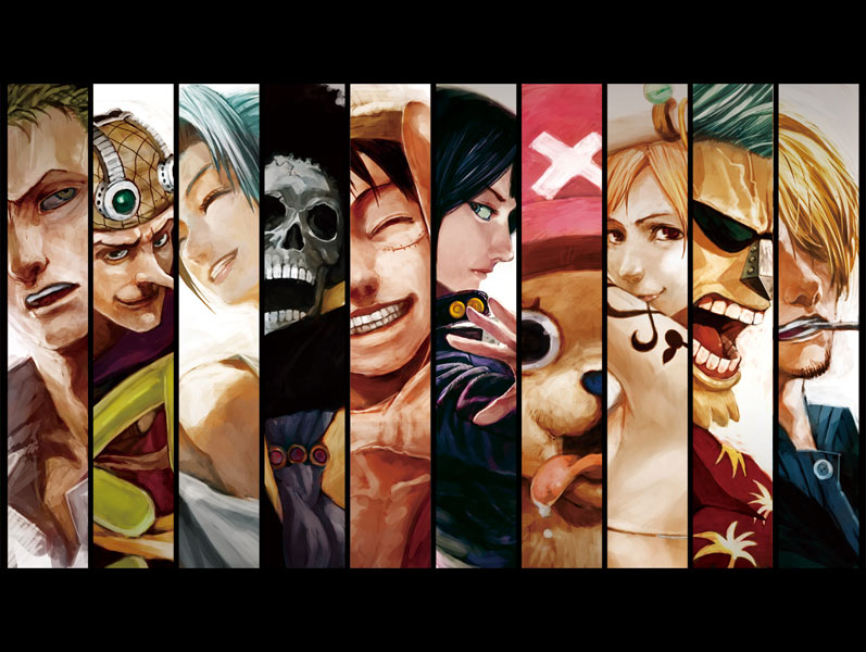 nami, monkey d. luffy, nico robin, roronoa zoro, sanji, and 5 more (one piece) drawn by lack