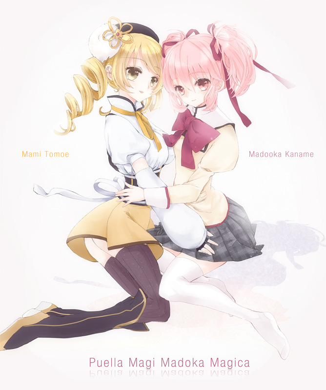kaname madoka and tomoe mami (mahou shoujo madoka magica) drawn by requiem_(luna84)