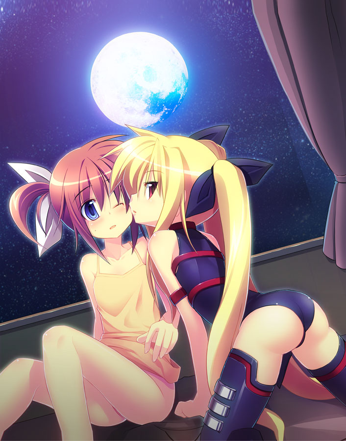 fate testarossa and takamachi nanoha (lyrical nanoha and 2 more) drawn by kazekawa_nagi
