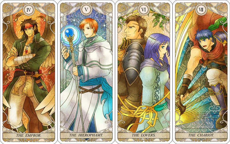ike, tibarn, greil, rhys, and elena (fire emblem and 2 more) drawn by nemupon_(goodlucky)