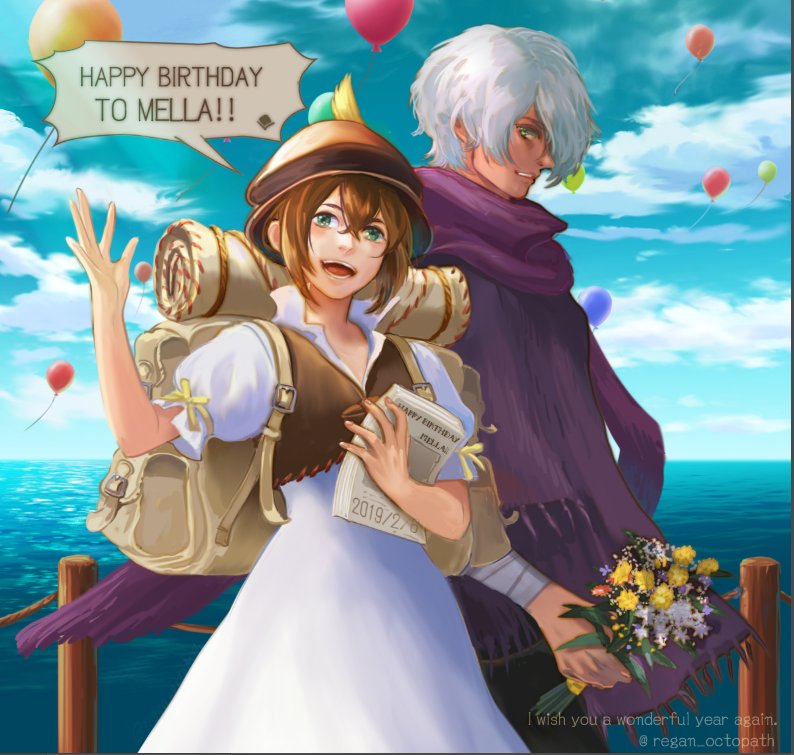 therion and tressa colzione (octopath traveler and 1 more) drawn by regan_(hatsumi)