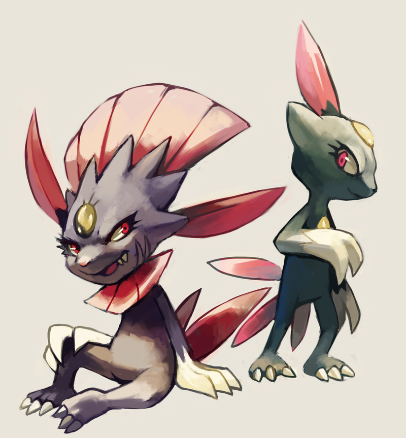 sneasel and weavile (pokemon and 1 more) drawn by glitchedpuppet