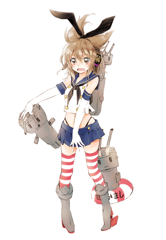 shimakaze, toyosatomimi no miko, and rensouhou-chan (touhou and 1 more) drawn by makuwauri