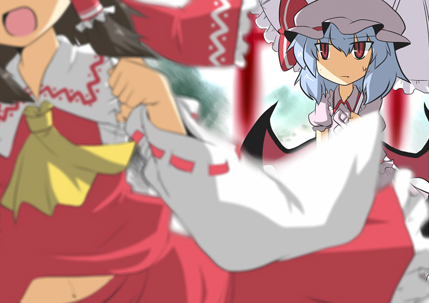 hakurei reimu and remilia scarlet (touhou) drawn by goma_(gomasamune)