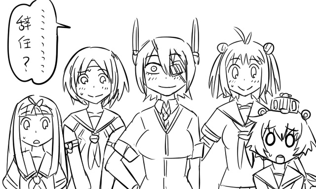 yuudachi, tenryuu, yukikaze, naka, and nagara (kantai collection) drawn by tonda
