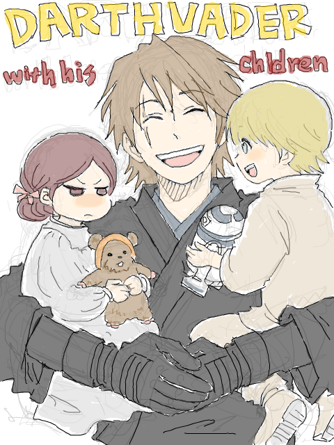 darth vader, princess leia, anakin skywalker, luke skywalker, r2-d2, and 1 more (star wars) drawn by wombat_(yiu06262)