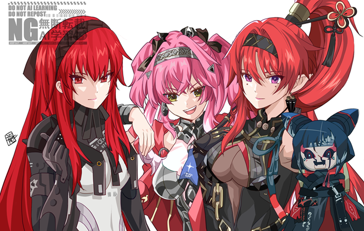 yinlin, lupa, vera, zapstring, and vera: rozen (wuthering waves and 1 more) drawn by gladiusms3