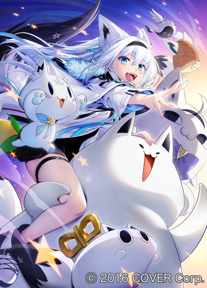 shirakami fubuki, sukonbu, miteiru, oruyanke, fubuzilla, and 2 more (hololive) drawn by mucchiri_shiitake