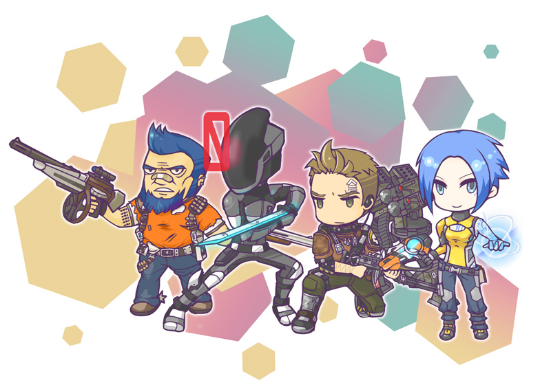maya, zer0, axton, and salvador (borderlands and 1 more) drawn by ricecakeys