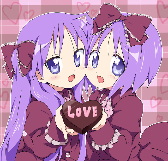 hiiragi kagami and hiiragi tsukasa (lucky star) drawn by maruki_(punchiki)