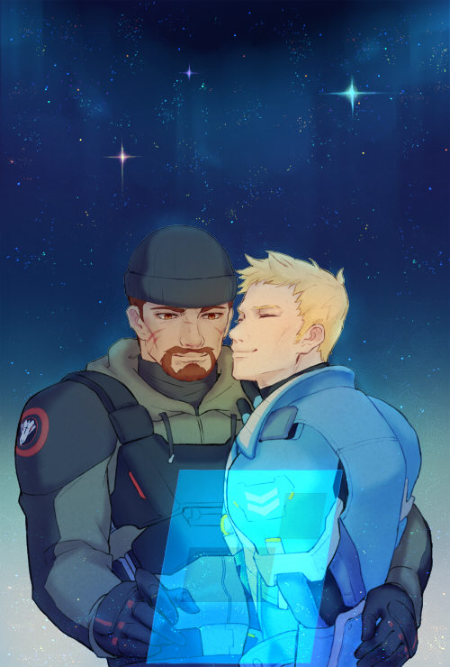 soldier: 76, reaper, and strike commander morrison (overwatch and 1 more) drawn by pevi