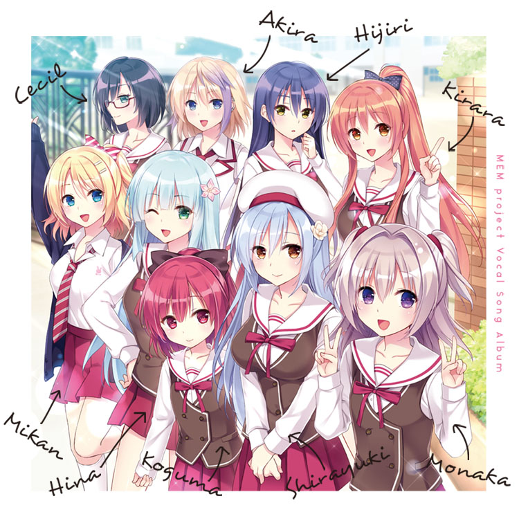 mitsuboshi kirara, rikudo cecil, saion shirayuki, amamiya monaka, kurohane hijiri, and 4 more (mem project)