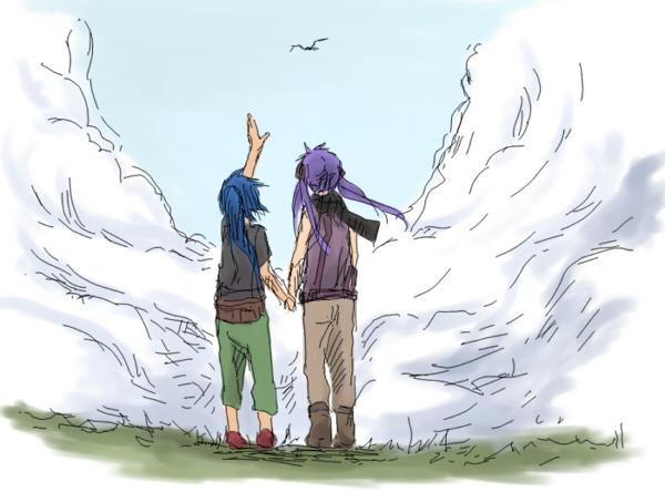 hiiragi kagami and izumi konata (lucky star) drawn by beni_shouga