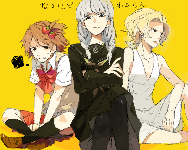 narukami yu, hanamura yousuke, tatsumi kanji, and marilyn monroe (persona and 1 more) drawn by ebira