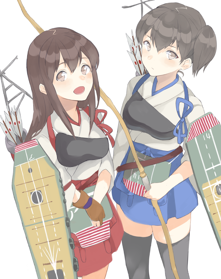 kaga and akagi (kantai collection) drawn by hasegawa_(rarairairai)
