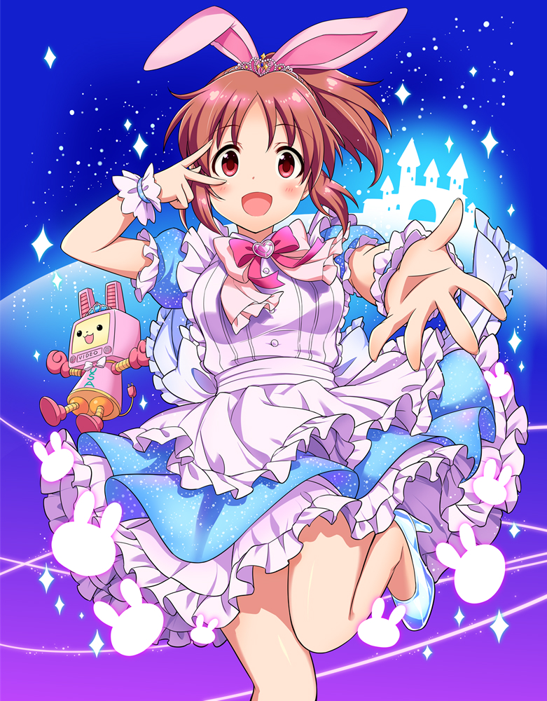 abe nana and usa-chan robot (idolmaster and 2 more) drawn by ruo_(cruzada)
