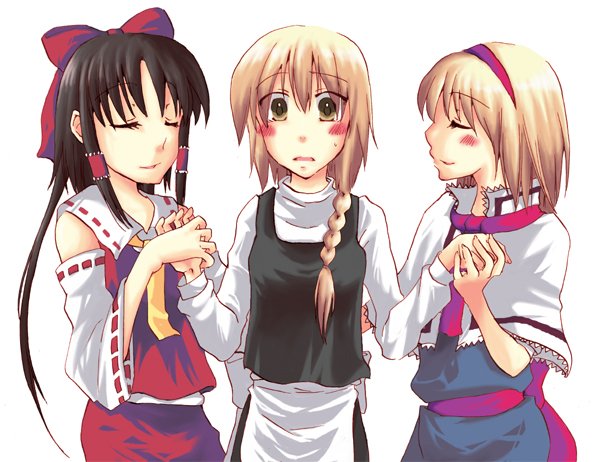 hakurei reimu, kirisame marisa, and alice margatroid (touhou) drawn by ako_(so_crazy!?)