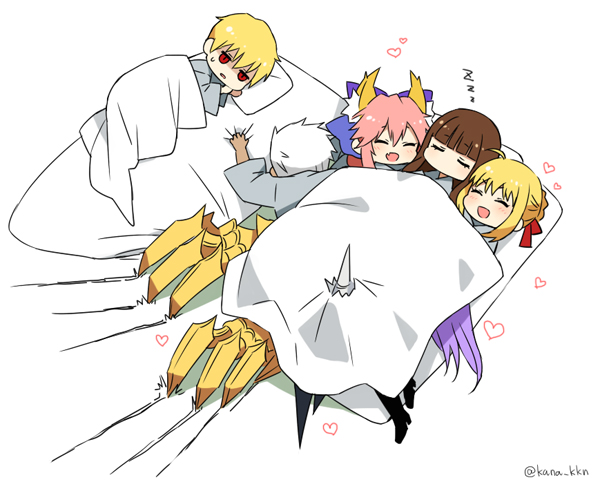 tamamo, nero claudius, gilgamesh, tamamo no mae, archer, and 4 more (fate and 2 more) drawn by kaidou_j1