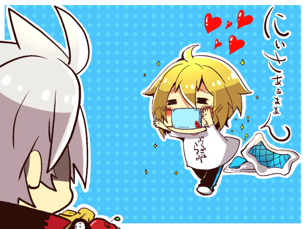 ragna the bloodedge, jin kisaragi, and arakune (blazblue) drawn by kuro_yuzu