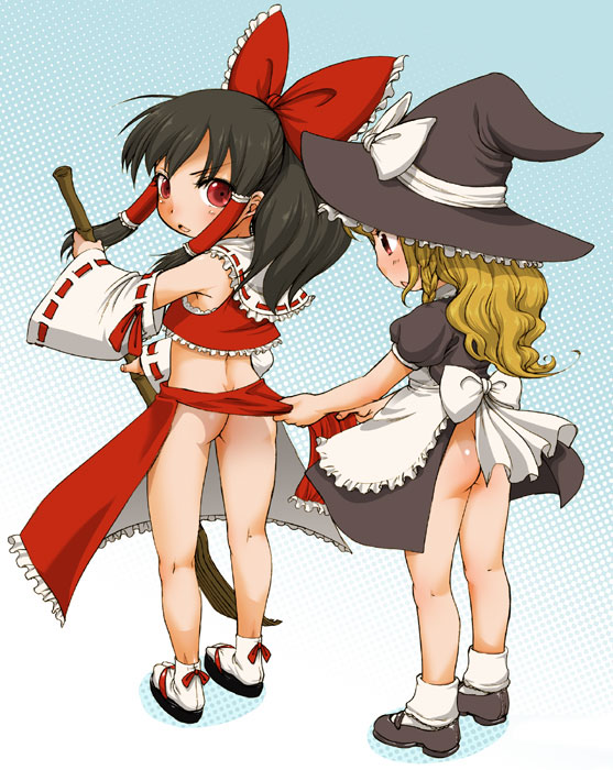 hakurei reimu and kirisame marisa (touhou) drawn by equal_(melomelopunch)