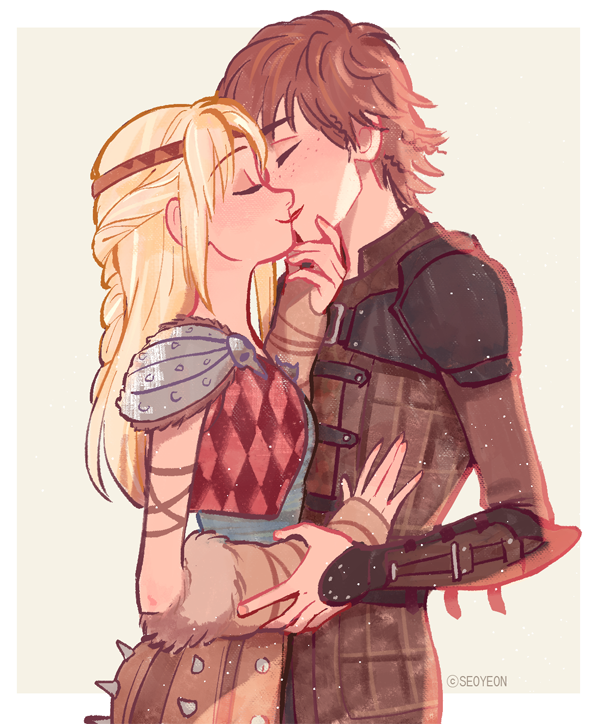 astrid hofferson and hiccup horrendous haddock iii (how to train your dragon and 1 more) drawn by seoyeon
