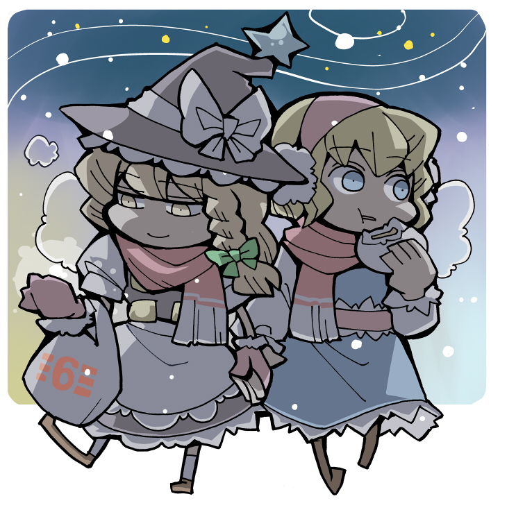 kirisame marisa and alice margatroid (touhou) drawn by hounori