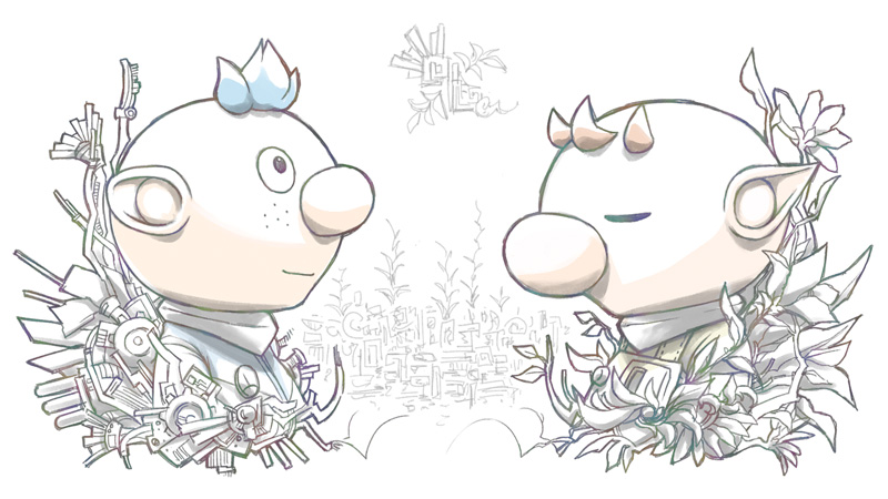 olimar and alph (pikmin) drawn by naru_(wish_field)