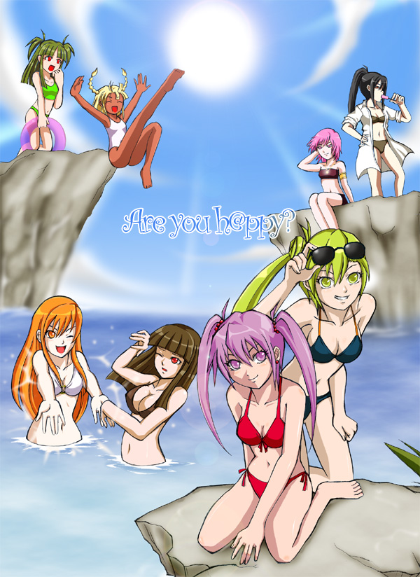 hinazuki ririna, mizushiro celica, hishimiya tsugaru, umegiri iroha, kitami erika, and 1 more (bemani and 1 more) drawn by hg_(goli59)