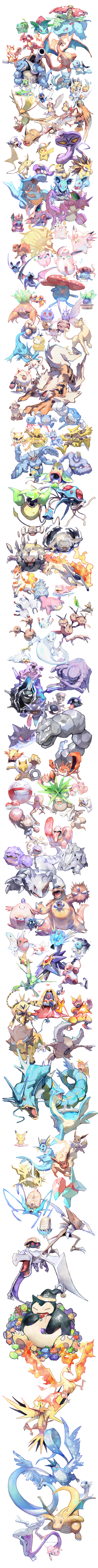 pikachu, eevee, charizard, gengar, bulbasaur, and 146 more (pokemon) drawn by e_volution