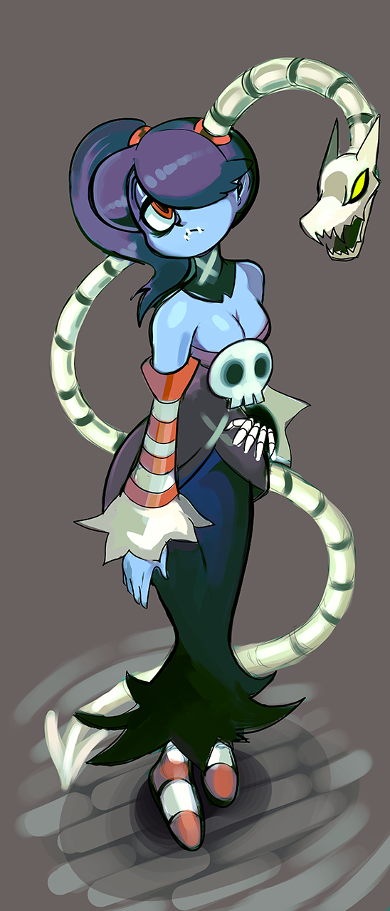 squigly and leviathan (skullgirls) drawn by n0nrealist