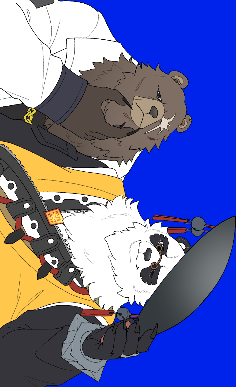 ben bigger and pan yinhu (zenless zone zero) drawn by syabeo