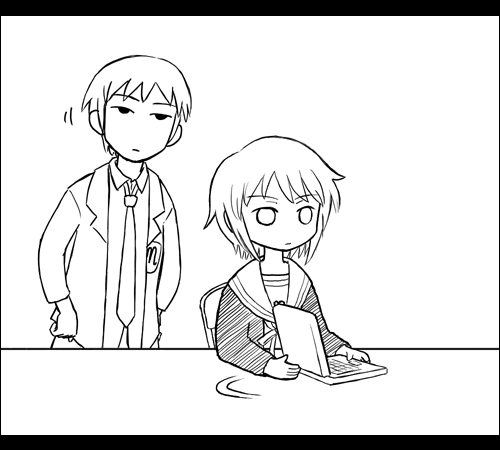 nagato yuki and kyon (suzumiya haruhi no yuuutsu) drawn by denden