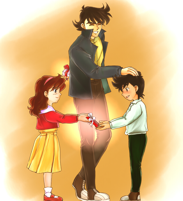 rain mikamura, domon kasshu, and kyouji kasshu (gundam and 1 more) drawn by b-saku