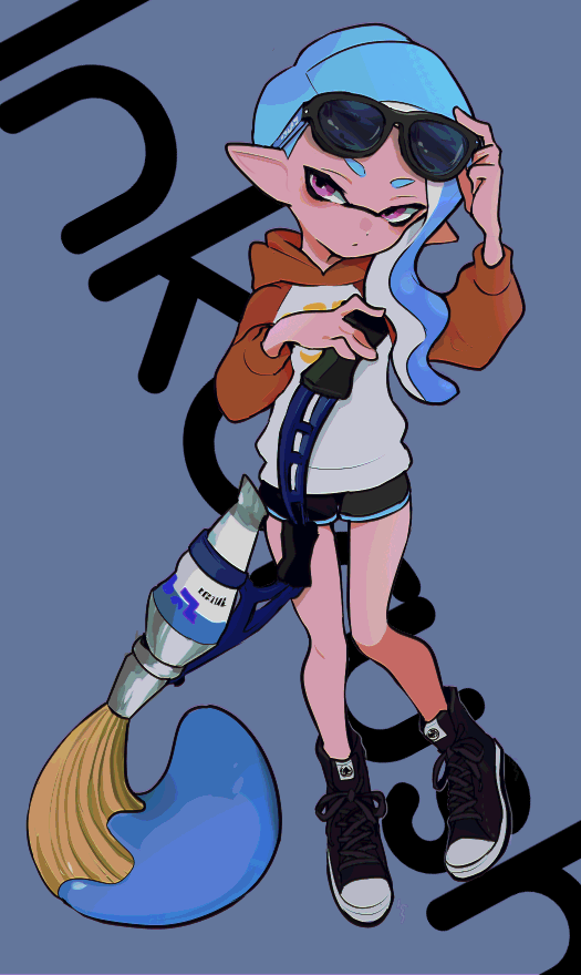 inkling player character and inkling girl (splatoon) drawn by imaikuy0