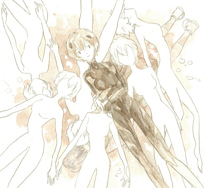 ayanami rei (neon genesis evangelion and 2 more) drawn by skbell