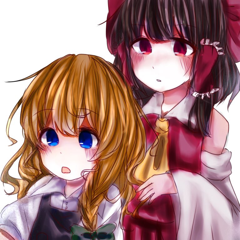 hakurei reimu and kirisame marisa (touhou) drawn by kuromame_(1025_sucre)