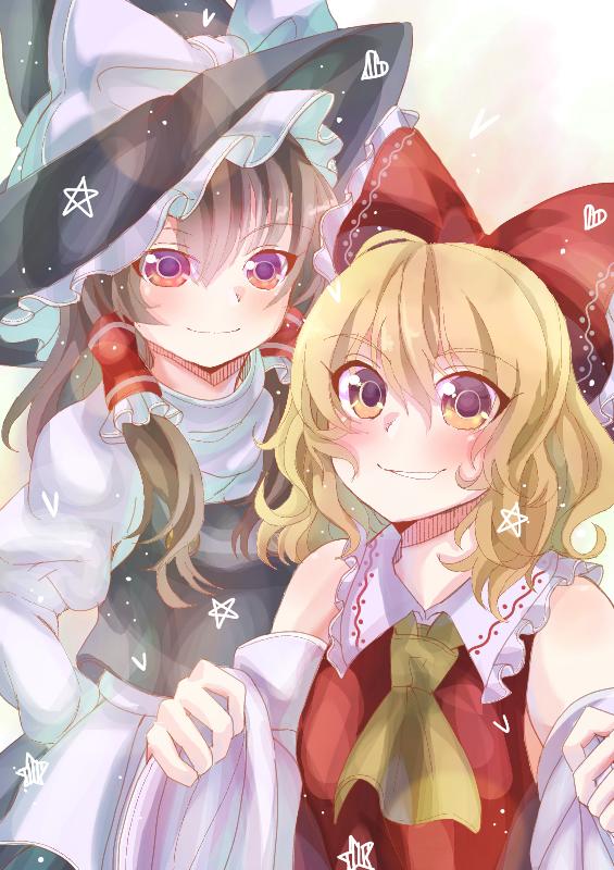 hakurei reimu and kirisame marisa (touhou) drawn by naako_(4n1do6k4ymdq7gc)