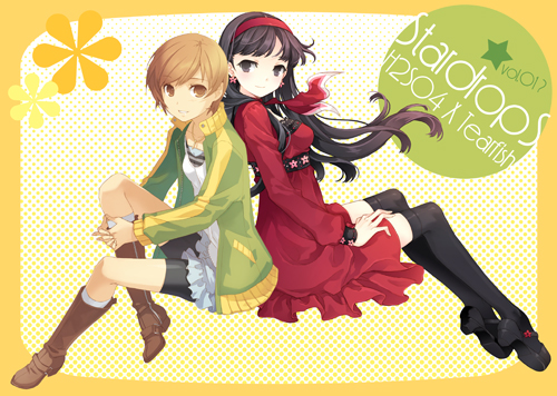 satonaka chie and amagi yukiko (persona and 1 more) drawn by h2so4 and tearfish