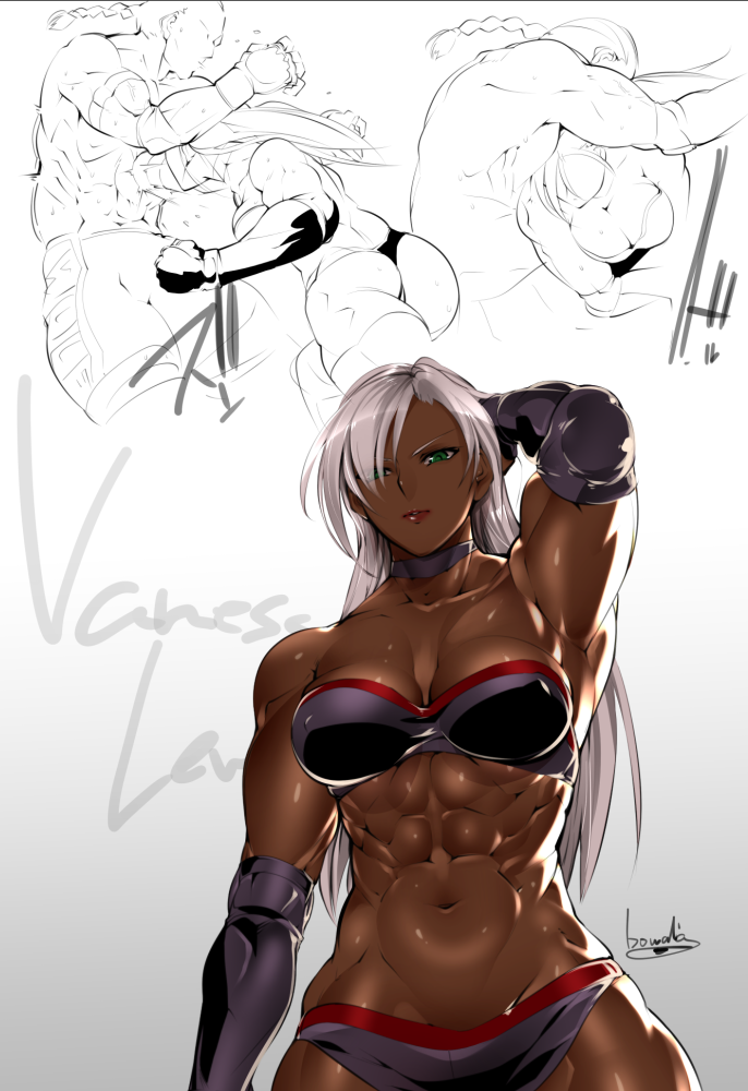 vanessa lewis and wolf hawkfield (virtua fighter) drawn by bowalia