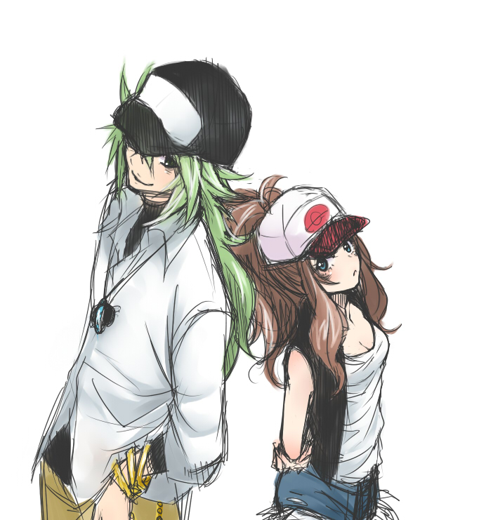 hilda and n (pokemon and 1 more) drawn by samu.