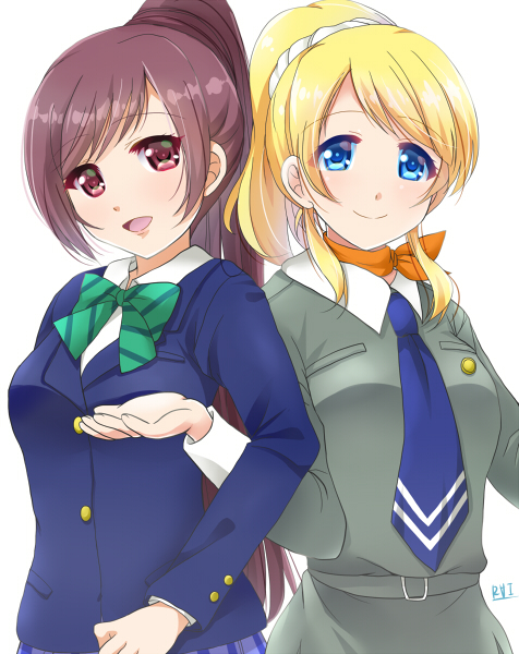 ayase eli and kirishima eriko (love live! and 3 more) drawn by miyamori_raira