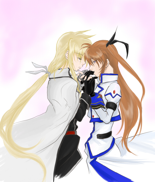 fate testarossa and takamachi nanoha (lyrical nanoha and 1 more) drawn by nightmarehound